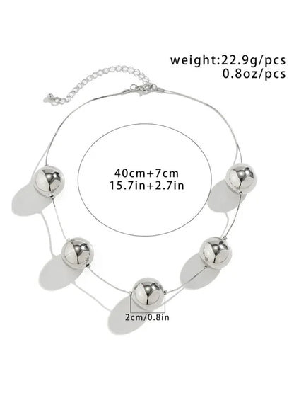 Exaggerated Round Punk Beaded Necklace with Geometric Beads Chain - Shello's Creative Boutique