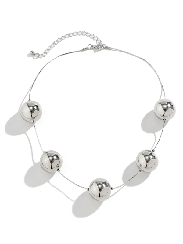 Exaggerated round punk collarbone chain Geometric beads Beaded necklace Shello's Creative Boutique