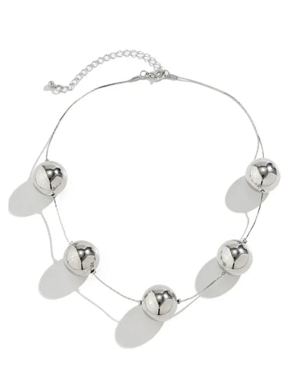 Exaggerated Round Punk Beaded Necklace with Geometric Beads Chain - Shello's Creative Boutique