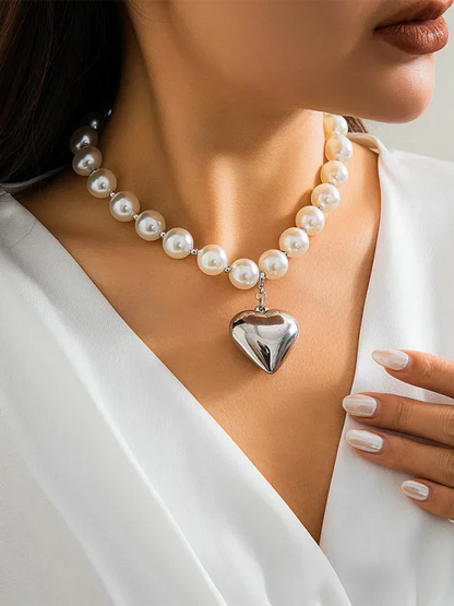 Exaggerated Round Punk Beaded Necklace with Geometric Beads Chain - Shello's Creative Boutique