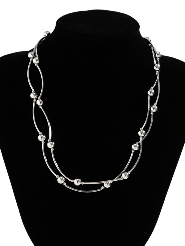 Exaggerated round punk collarbone chain Geometric beads Beaded necklace Shello's Creative Boutique