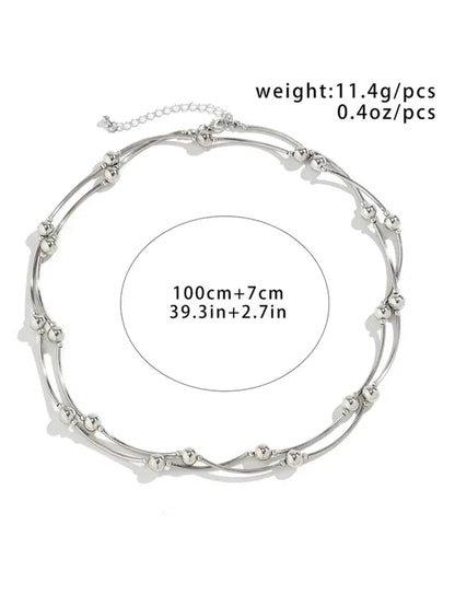 Exaggerated Round Punk Beaded Necklace with Geometric Beads Chain - Shello's Creative Boutique