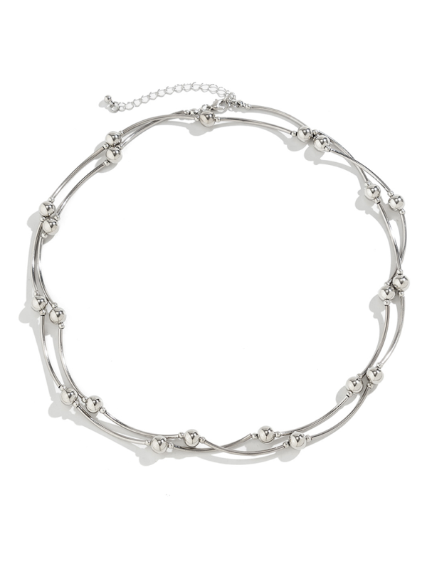 Exaggerated round punk collarbone chain Geometric beads Beaded necklace Shello's Creative Boutique