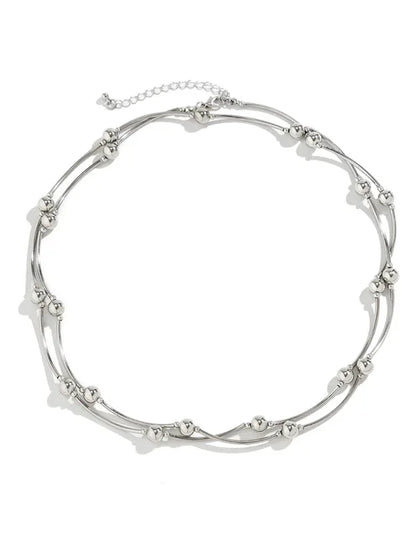 Exaggerated Round Punk Beaded Necklace with Geometric Beads Chain - Shello's Creative Boutique