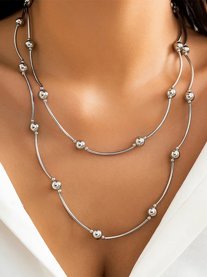 Exaggerated Round Punk Beaded Necklace with Geometric Beads Chain - Shello's Creative Boutique