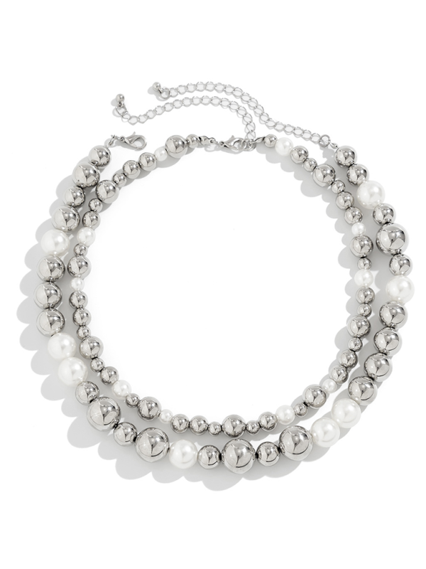 Exaggerated round punk collarbone chain Geometric beads Beaded necklace Shello's Creative Boutique
