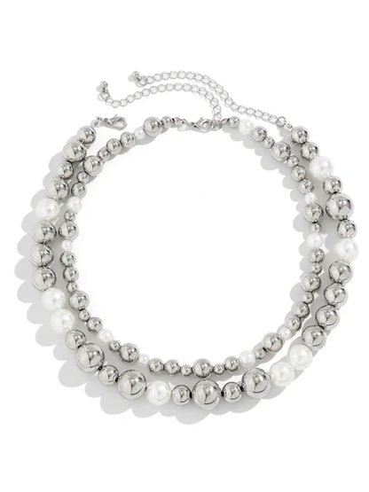 Exaggerated Round Punk Beaded Necklace with Geometric Beads Chain - Shello's Creative Boutique