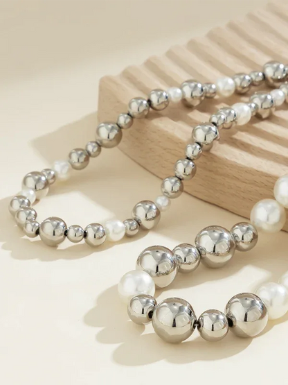 Exaggerated Round Punk Beaded Necklace with Geometric Beads Chain - Shello's Creative Boutique