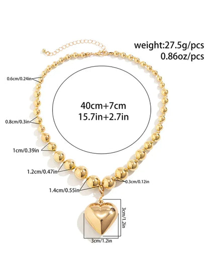 Exaggerated Round Punk Beaded Necklace with Geometric Beads Chain - Shello's Creative Boutique