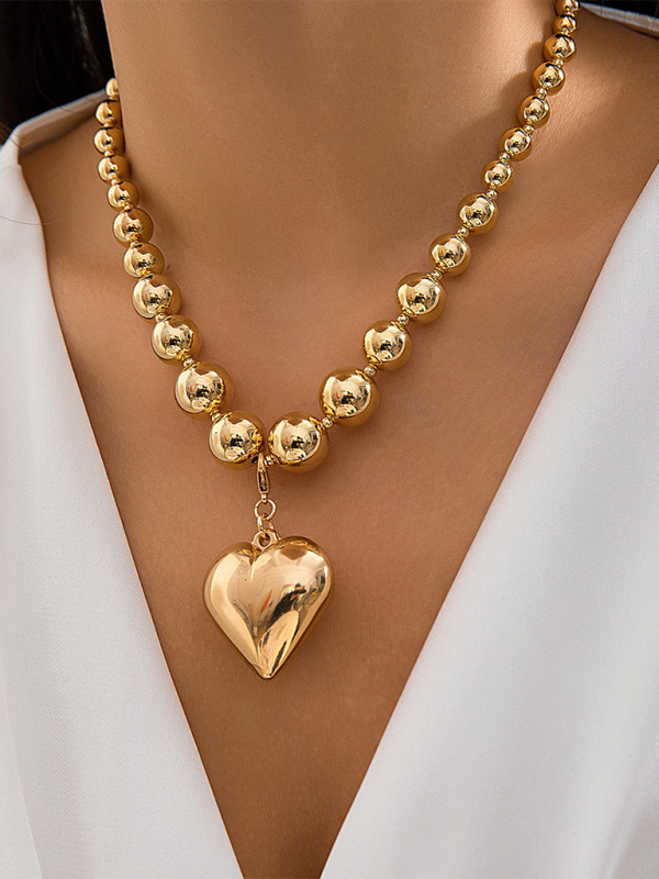 Exaggerated round punk collarbone chain Geometric beads Beaded necklace Shello's Creative Boutique