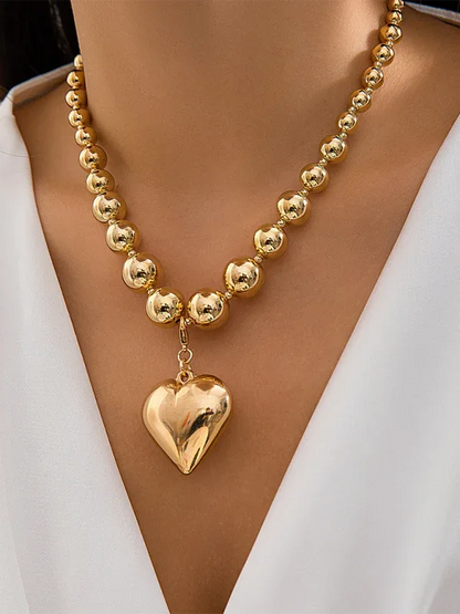 Exaggerated Round Punk Beaded Necklace with Geometric Beads Chain - Shello's Creative Boutique