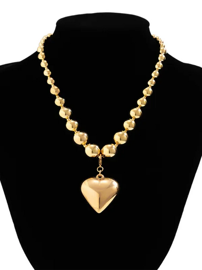 Exaggerated Round Punk Beaded Necklace with Geometric Beads Chain - Shello's Creative Boutique