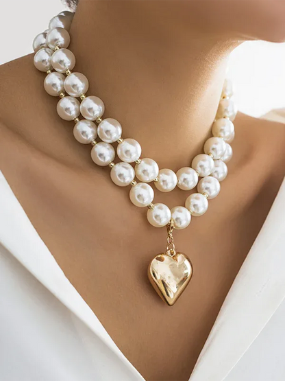 Exaggerated Round Punk Beaded Necklace with Geometric Beads Chain - Shello's Creative Boutique