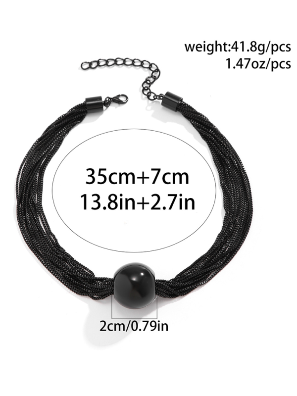 Punk multi-layer chain stacking necklace simple niche geometric sphere personality necklace Shello's Creative Boutique
