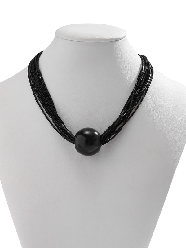 Punk multi-layer chain stacking necklace simple niche geometric sphere personality necklace Shello's Creative Boutique