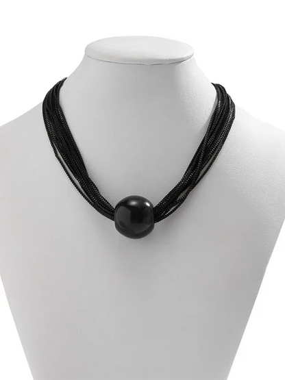 Punk Chain Stacking Necklace - Multi-Layer Geometric Sphere Design - Shello's Creative Boutique