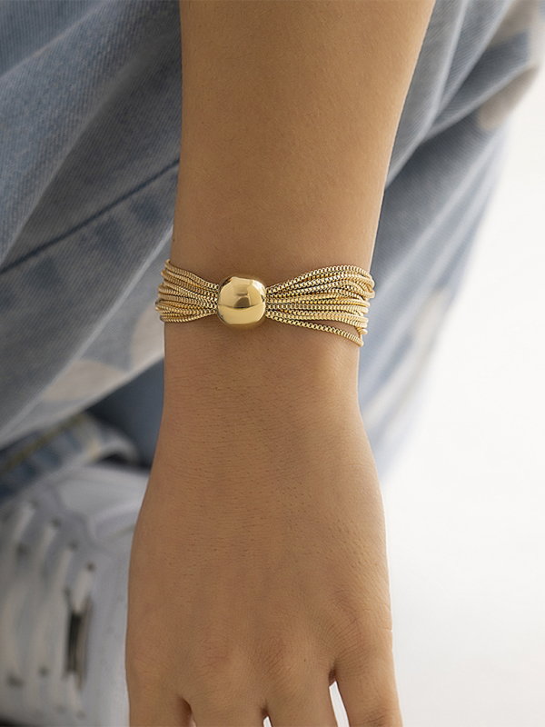 Punk multi-layer chain stacking necklace simple niche geometric sphere personality necklace Shello's Creative Boutique
