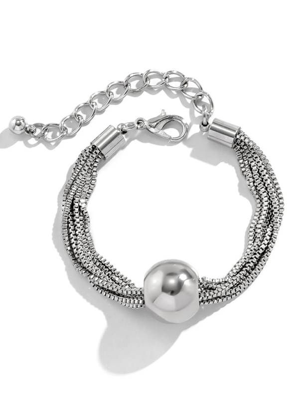 Punk multi-layer chain stacking necklace simple niche geometric sphere personality necklace Shello's Creative Boutique