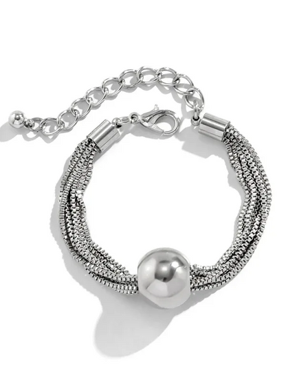 Punk Chain Stacking Necklace - Multi-Layer Geometric Sphere Design - Shello's Creative Boutique