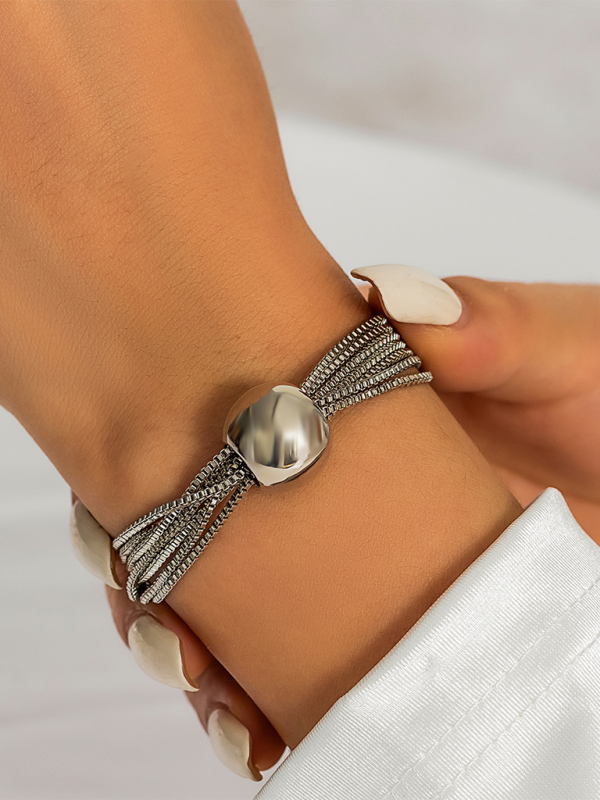 Punk multi-layer chain stacking necklace simple niche geometric sphere personality necklace Shello's Creative Boutique