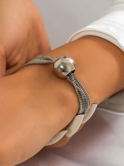 Punk Chain Stacking Necklace - Multi-Layer Geometric Sphere Design - Shello's Creative Boutique