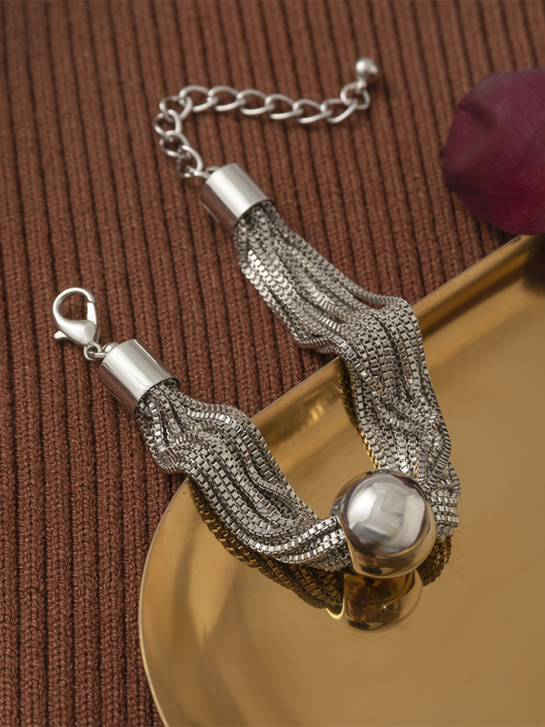 Punk multi-layer chain stacking necklace simple niche geometric sphere personality necklace Shello's Creative Boutique