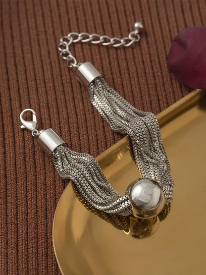 Punk Chain Stacking Necklace - Multi-Layer Geometric Sphere Design - Shello's Creative Boutique