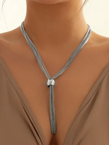 Punk Chain Stacking Necklace - Multi-Layer Geometric Sphere Design - Shello's Creative Boutique