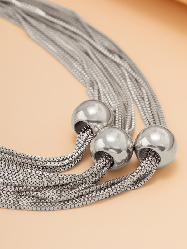 Punk multi-layer chain stacking necklace simple niche geometric sphere personality necklace Shello's Creative Boutique