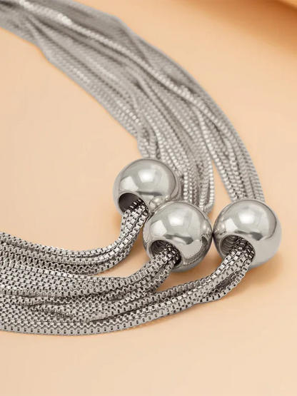 Punk Chain Stacking Necklace - Multi-Layer Geometric Sphere Design - Shello's Creative Boutique