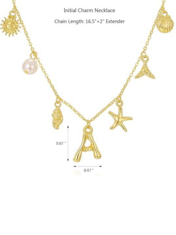 New Fashion Pearl Ocean Shell Letter Necklace Shello's Creative Boutique