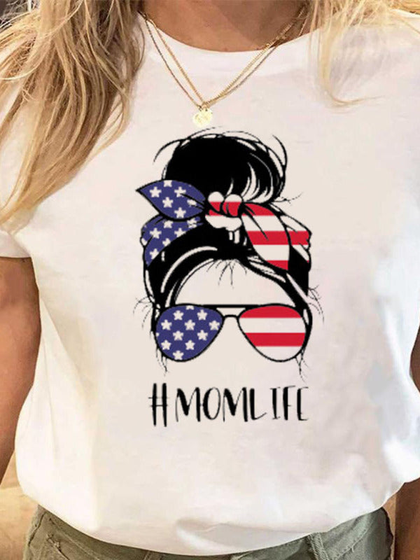 Women's Alphabet Cartoon Graphic Print Short Sleeve T-Shirt Shello's Creative Boutique