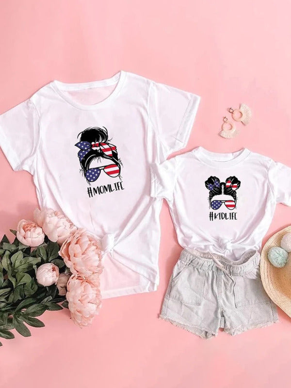 Women's Alphabet Cartoon Graphic Print Short Sleeve T-Shirt Shello's Creative Boutique