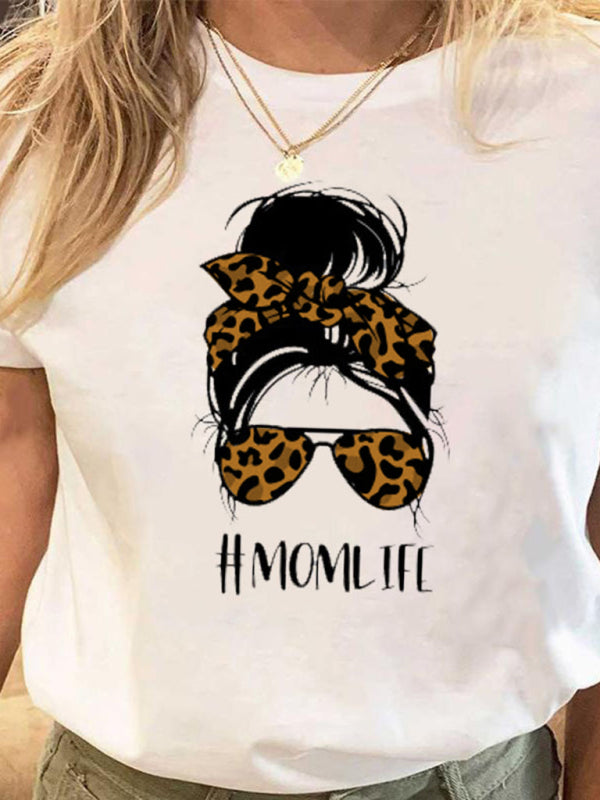 Women's Alphabet Cartoon Graphic Print Short Sleeve T-Shirt Shello's Creative Boutique