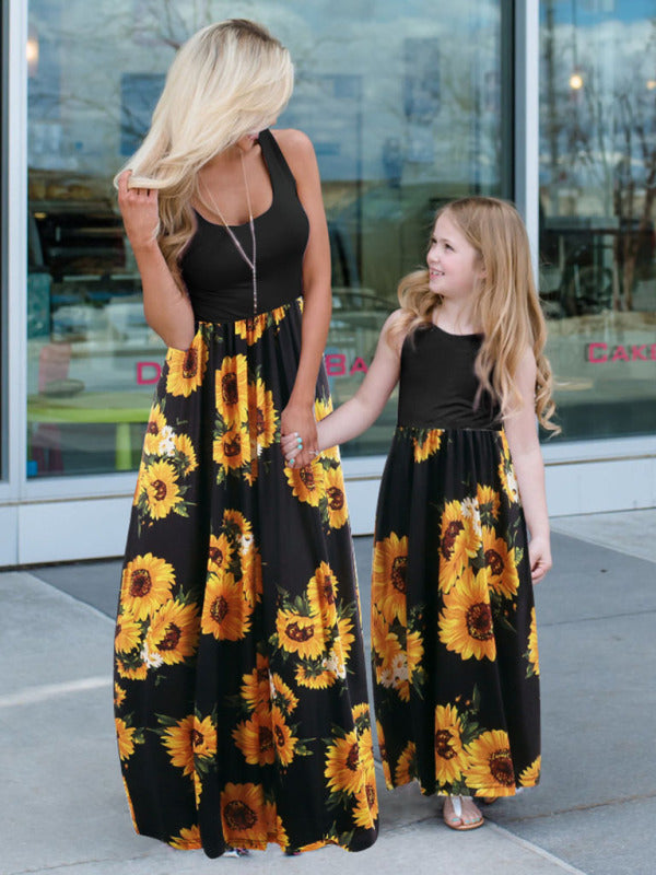 Children's Floral Mosaic Tank Dress Mother-Daughter Clothes Shello's Creative Boutique