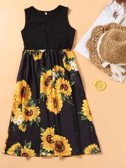 Children's Floral Mosaic Tank Dress Mother-Daughter Clothes - Shello's Creative Boutique