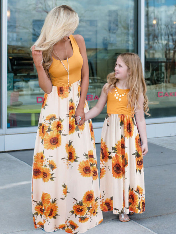Children's Floral Mosaic Tank Dress Mother-Daughter Clothes Shello's Creative Boutique