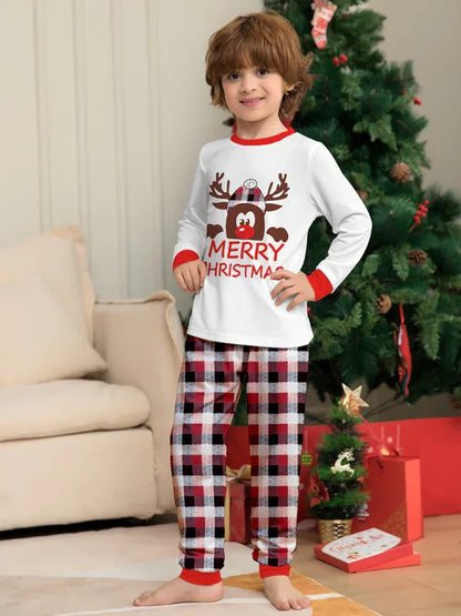 Christmas Deer Head Plaid Family Pajamas - Matching 2-Piece Set - Shello's Creative Boutique