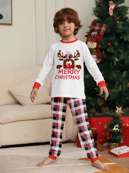 Christmas Deer Head Plaid Family Pajamas - Matching 2-Piece Set - Shello's Creative Boutique