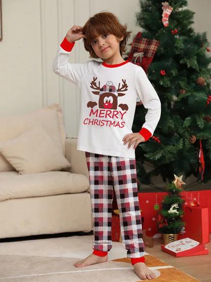 Christmas Deer Head Plaid Family Pajamas - Matching 2-Piece Set - Shello's Creative Boutique