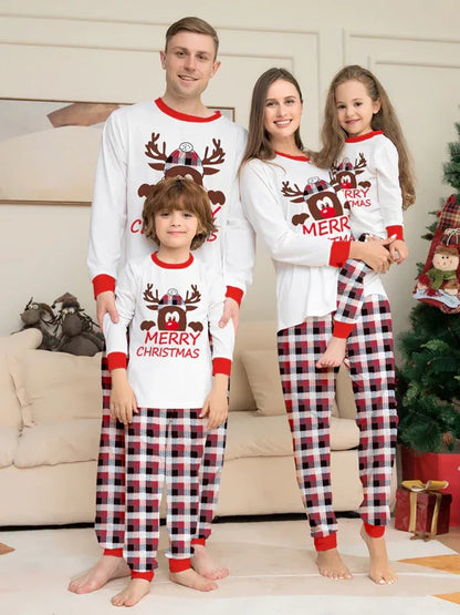 Christmas Deer Head Plaid Family Pajamas - Matching 2-Piece Set - Shello's Creative Boutique
