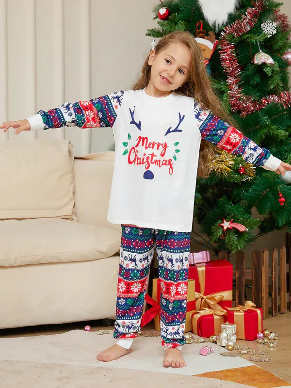 Christmas Deer Antler Cartoon Family Pajamas - Parent-Child Set - Shello's Creative Boutique