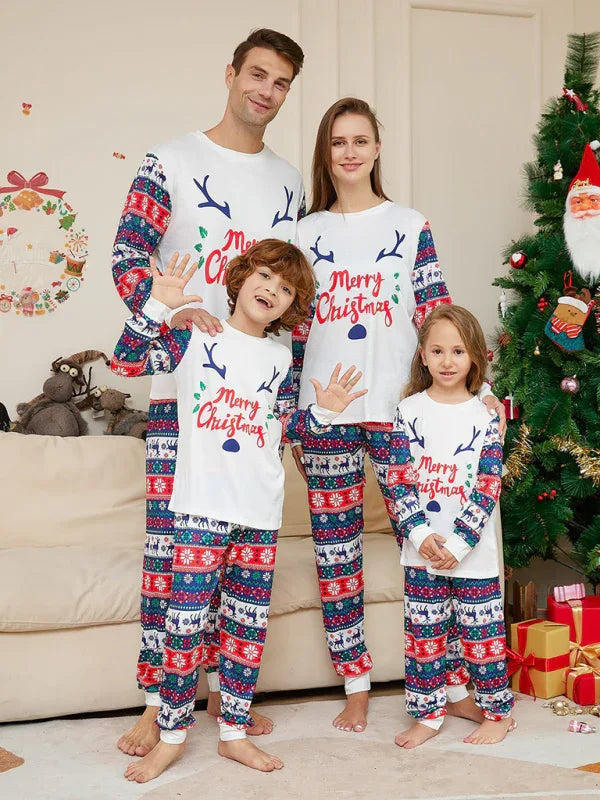 Christmas Deer Antler Cartoon Family Pajamas - Parent-Child Set - Shello's Creative Boutique