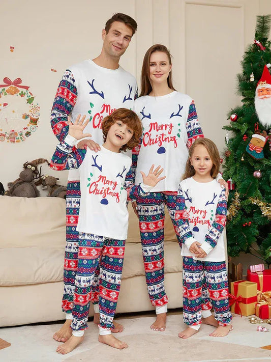 Christmas Deer Antler Cartoon Family Pajamas - Parent-Child Set - Shello's Creative Boutique