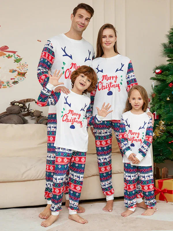 Christmas Deer Antler Cartoon Family Pajamas - Parent-Child Set - Shello's Creative Boutique