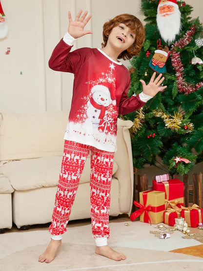 Christmas Snowman Scarf Family Pajamas - Parent-Child Matching Set - Shello's Creative Boutique