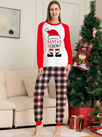 New Christmas parent-child set deer head print home clothes plaid two-piece pyjamas - Shello's Creative Boutique