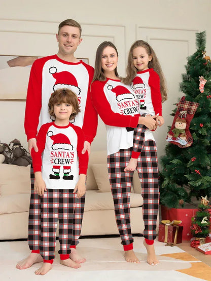 New Christmas parent-child set deer head print home clothes plaid two-piece pyjamas - Shello's Creative Boutique