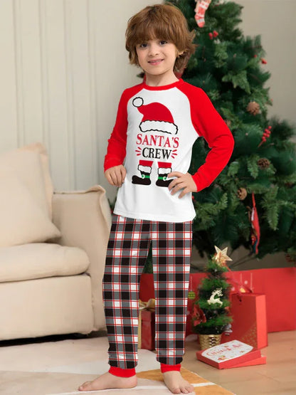 New Christmas parent-child set deer head print home clothes plaid two-piece pyjamas - Shello's Creative Boutique