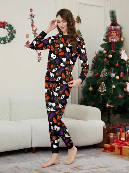 Halloween Bash Party Imp Pumpkin Wizard Printed Halloween Loungewear Set - Shello's Creative Boutique
